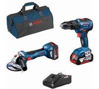 Pack BOSCH Perceuse - visseuse sans fil GSB 18V-55 + Meuleuse GWS 18V-7 + 2 batteries 4.0Ah 18V + chargeur + sac à outils