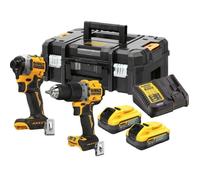 Kit 2 outils DEWALT 2 batteries 18V 5Ah POWERSTACK Perceuse à percussion DCD805 + Visseuse à chocs DCF850 - DCK2050H2T-QW