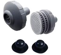 Kit 2 pièces piscine hors sol : grille sortie, buse entrée, bouchon & raccords rapides