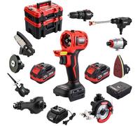 Kit 20V TEENO,11-en-1: Perceuse, Scie Sabre, Scie à Chaîne hocs, Outil Oscillant, Ponceuse + Accs, 2x4.0Ah Batterie, étui