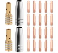 Kit 24PCS pour MIG, Pointes 1.0mm Diffuseurs Buses | 20 pointes 1.0mm, 2 diffuseurs, 2 buses, nickel plaqué, réduit les projections, longue durée