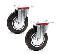 Kit 2x Roulettes pivotantes Caoutchouc 160mm Jantes en métal Transport Meuble