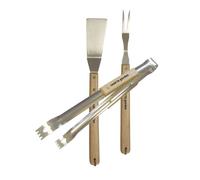Kit 3 accessoires barbecue : pince + fourchette + spatule inox et bois Cook'In Garden