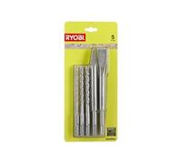 RYOBI Kit 3 forets 6 mm 8 mm 10 mm et 2 burins SDS 1 pointe et 1 plat RAKSP05 G