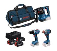 Bosch – Ensemble 3 outils sans fil GSR 18V-65 GDX 18V-285 GBH 18V-22 + sac à outils – 0615A50093