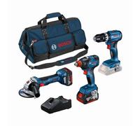 Pack BOSCH Perceuse-visseuse GSB 18V-45 + Boulonneuse GDX 18V-200 + Meuleuse GWS 18V-7 + 2 batteries 5.0Ah 18V + chargeur