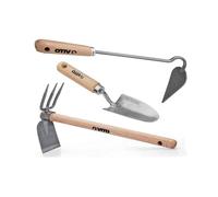 Kit 3 outils de jardin Manche bois Inox et Fer forgés à la main Haute qualité VITO
