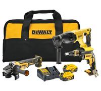 Kit 3 outils XR 18V 5Ah brushless DEWALT Tournevis DCF620 + Marteau perforateur DCH133 + Meuleuse d'angle DCG405 - DCK304P2-QW