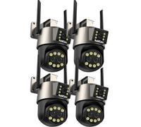 Kit 4 pièces RobiCam, iCsee P8QS 2024, triple caméra, 9 Mpx, ULTRA HD, zoom 8x, vision nocturne en couleur, fixation au plafond et au mur, support té