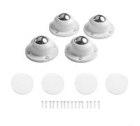 Kit 4 Roulettes Meubles ABS Adhésives 10kg(A) | Matériau ABS pour robuste, bille acier , durée longue, installation pour facile, design compact blanc
