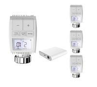 Kit 4 Têtes Thermostatiques Connectées Écran LCD + Passerelle Zigbee Ethernet