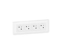 Kit 4 x 2P+T précâblée + plaque + cadre encastrer- blanc LEGRAND