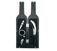 Kit 5 Accessoires pour le vin - Venteo - Forme de bouteille - Dégustation de vin - Bec Verseur - Bouchon - Anneau anti-gouttes - Tirebouchon - Coupe capsule
