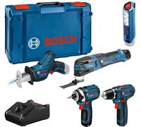 Kit 5 Outils Bosch Professional GSR 12V15, GOP 12V28, GDR 12V105, GSA 12V14, GLI 12V300, 3x2.0Ah, Chargeur, XLBoxx