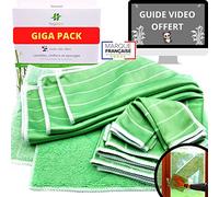Kit 7 Chiffon Bambou Microfibre XXL Pour Vitre | Lingette, Lavette et Torchons Magique Revolutionnaire Sans Traces | Eponge, Essuie Tout Original Reutilisable Lavable | Menage Brillant, Poussiere
