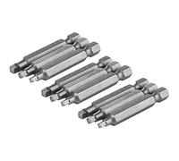 Kit 9 Embouts Tournevis Tête Carrée Magnétique 6,35mm SQ1 SQ2 SQ3, 50mm | Tige Hexagonale, Acier S2, pour Visseuse Électrique à Main, Vissage