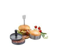 Kit à burger pour BBQ 3 pièces - Presse, anneau et brochette - Acier