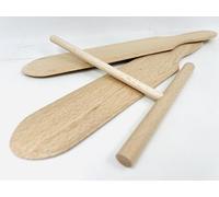Kit à Crêpes Artisanal Français - lot 1 Répartiteur (14cm) & 2 Spatules (28cm) en Bois du Jura - Qualité Supérieure francaise