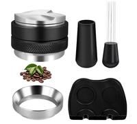 Kit Accessoires Barista 4 en 1 - Pressoir à Café, Agitateur WDT, Anneau de Dosage Magnétique et Tapis en Silicone pour Expresso, pour barista, maison, café, expresso, cafés et amateurs de café