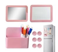 Kit Accessoires Casier Scolaire 17 Pièces Miroir & Tableau Magnétique Rose | Porte-Stylo ABS, 8 Feutres Effaçables, 6 Aimants, Rangement Métallique pour Collège, Bureau, Frigo, Idée Cadeau Rentrée