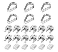 Kit accessoires pour câble métallique M8 24 pièces - 12x serre-câbles, 6x cosse, 6x manchons à sertir pour câble 5/16" (8mm), acier inoxydable et aluminium(Inside M5)