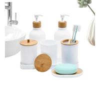 Kit accessoires salle de bains 2 distributeurs de lotion avec 2 pots pour | Porte-Savon avec Gobelot et Plateau pour Salle de Bain, Plan de Travail Cuisine, Rangement Dormitoire