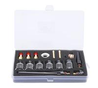 Kit Accessoires Torche TIG Soudage 17 Pièces, Buses en Verre, WP-17/18/27 | Verre et Laiton, Buses 6 Pièces, Épaisseur 2 mm, Pinces Tungstène, Pièces de Guidage, Boîte de Rangement