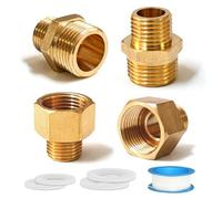 Kit adaptateur de tuyau de robinet de 1,3 cm à 1 cm, réducteur en laiton et raccord de mamelon (compatible avec Grohe, Hansgrohe) pour tuyaux de robinet européens vers plomberie britannique, avec