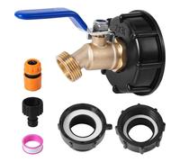 Kit Adaptateur pour Cuve IBC, Adaptateur Tuyau pour Valise IBC 3 Tailles Fil Fin 2,44" & 2" et Fil Grossier de 2" Avec Entrée NPT 3/4" x Robinet en Laiton Sans Plomb 3/4" NPS