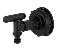 Kit adaptateur S60x6 avec robinet quart de tour 3/4" en PEHD pour cuve grillagée IBC AROZ | Sortie : embout pour raccord rapide | Accessoires : joint caoutchouc et rouleau PTFE