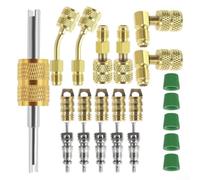 Kit adaptateur secteur Mini Split 1/4 pour SAE vers 5/16 pour SAE Mini | Convertit 1/4 pour SAE en 5/16 pour SAE, s'adapte aux mini systèmes Split, finition dorée et verte, installation facile