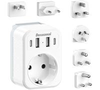 Kit adaptateur voyage universel, 2 USB-C + 2 USB-A, types A/C/G/I/M/D, compatible 150+ pays