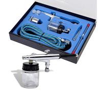 Kit Aérographe avec Bocal en Verre et Buses 0,2/0,3/0,5 mm Compresseur vidaXL