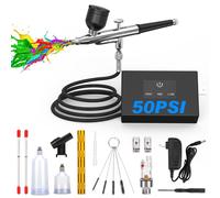 Kit aérographe avec compresseur, 50 PSI, buses de 0,2/0,3/0,5 mm, kit de nettoyage