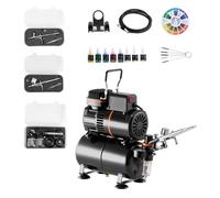 Kit aérographe avec Compresseur d’air 1/6 HP et Réservoir-Duoku-Compresseur Professionnel à Double Action-équipé de 3 Pistolets