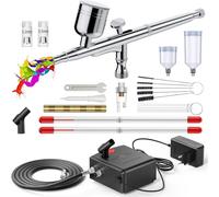 Kit aérographe avec compresseur, de 0 à 40 psi, à double action, avec 3 buses