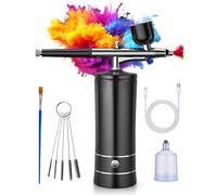 Kit aérographe avec compresseur, sans fil, 800 mAh, 6-8 μ, brume fine 160-200 kPa, double action, pistolet aérographe avec 3 gobelets Type-C pour nail art, maquillage, gâteaux, modélisme (standard)