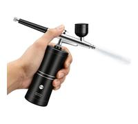 Kit aérographe avec compresseur USB-C 2 buses nail art noir | Kit aérographe portable avec pompe à air intégrée, 2 buses et accessoires pour nail art, décoration de gâteaux
