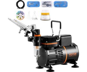 Kit aérographe, compresseur d'air avec double ventilateur, kit système aérographe professionnel avec 3 aérographes, support, roue de mélange de peinture, kit de brosses de nettoyage, kit aérographe po