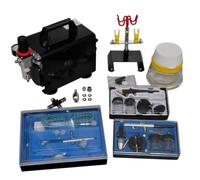 Kit aérographe professionnel complet avec compresseur, 3 pistolets aérographes, station de nettoyage et accessoires - Kit aérographe pour modélisme, cosmétique et nail art