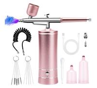 Kit Aérographe Sans Fil Rechargeable USB, Aérographe Portable pour Maquillage, Nail Art, Décoration de Gâteaux, Tatouage, Modélisme et Loisirs Créatifs, Rose