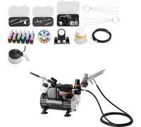 Kit aérographe SucceBuy 1/6 CV avec compresseur d'air, 3 pistolets aérographes double action avec buses (0,3/0,3/0,35 mm), tuyau et peinture acrylique, idéal pour la décoration de gâteaux, la peinture