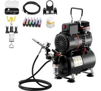 Kit aérographe VEVOR 1/6 PS avec compresseur d'air & réservoir, 1 aérographe double action avec 1 buse (0,3 mm) & tuyau & peinture acrylique )(24) & 2 ventilateurs, pour décoration de gâteaux peinture