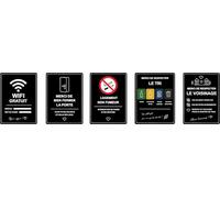 Kit Airbnb Essential - 5 sticker Location Saisonnière 15 x 20 cm noir | Sticker ou PVC, WiFi Gratuit, Logement Non Fumeur, Tri Sélectif, Respect du Voisinage, Fermer la Porte, Stickers noir