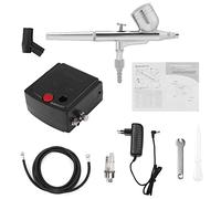 Kit Airbrush 0.2mm 7cc Double Action Airbrush Compressor Kit complet Pistolet à peinture Air Brush avec Filtre d'humidité pour le Maquillage Nail Art Peinture Tattoo Decoration(EU Plug 110-240V)