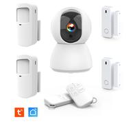 Kit Alarme étendu KYF-ALARM-012-ET Maison avec Caméra IP 4MP, 2 Détecteurs de Mouvement, 2 Détecteurs d'Ouverture, 2 Télécommandes, Sirène 90dB