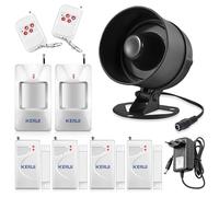 Kit Alarme Maison sans Fil 115dB - Système de Sécurité Complet avec Sirène, 4 Détecteurs Ouverture Porte/Fenêtre,2 Télécommandes, 2 Capteurs de Mouvement, Idéal pour Garage, Caravane,Appartement