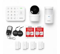 Kit Alarme sans Fil Vigilia Wi-FI + GSM 4G | Centrale avec Clavier, Caméra Full HD, Détecteur Mouvement, 2 Contacteurs 2-en-1, Télécommande, 2 Badges RFID | sans Abonnement | App Daewoo Home Connect