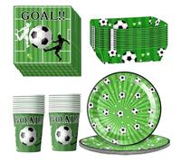 Kit Anniversaire Foot Pour 20 Invités, ZoneYan Vaisselle De Fête Football Avec Assiettes, Gobelets, Serviettes Et Boîtes À Frites, Deco Anniversaire Foot