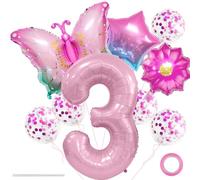 Kit Anniversaire Papillon - Décorations XXL avec Ballons Colorés et Fleurs pour 3e Fête de Fille